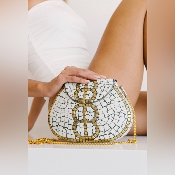 RAMLA Porte-Moi Mosaic Purse Red and Gold Handmade Brand New - Picture 6 of 12